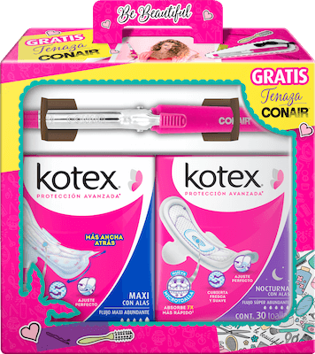 Kotex® Nocturna + Kotex® Maxi + 1 Tenaza