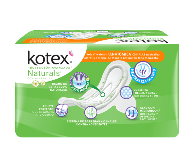 Kotex® Naturals® Anatómica Con Alas Kotex